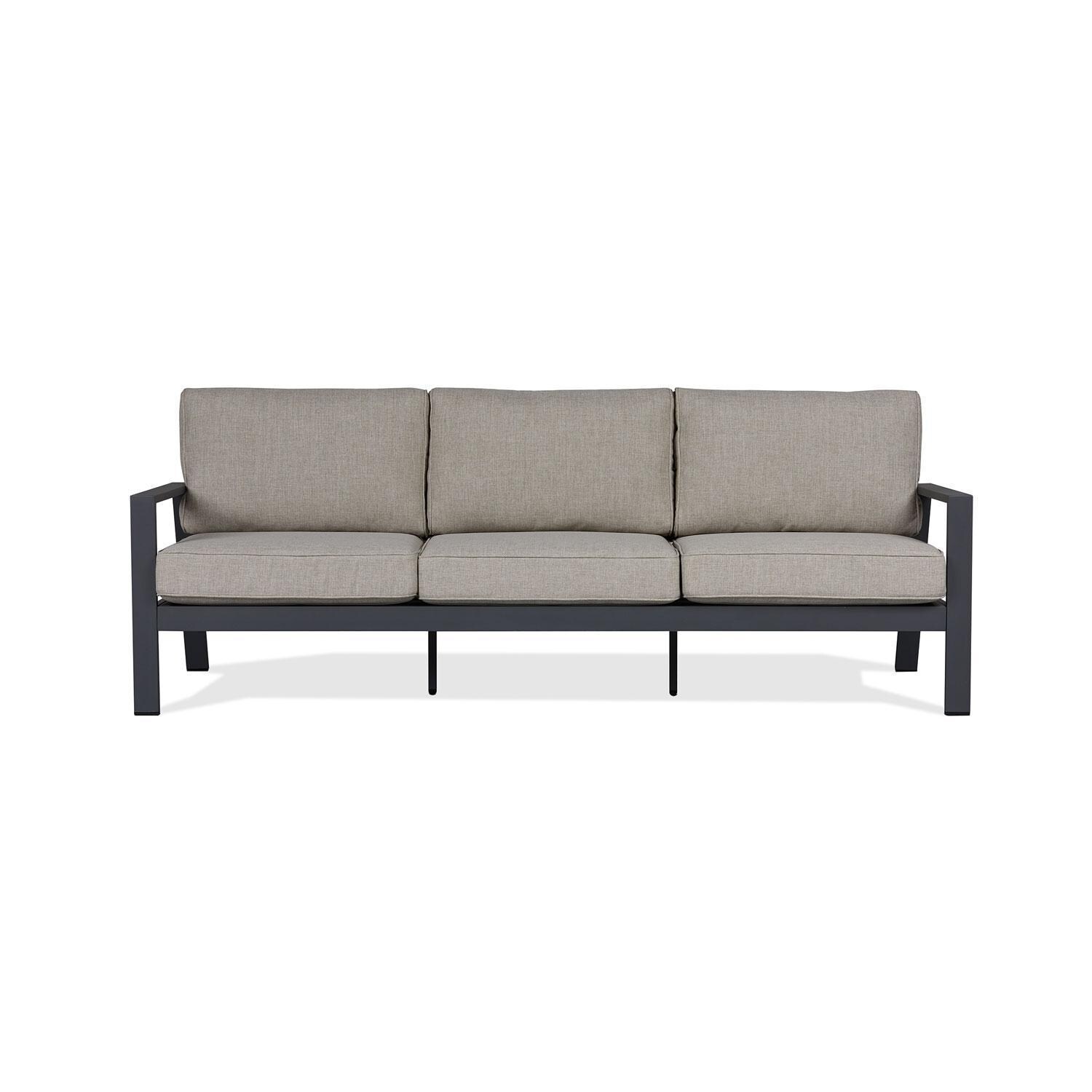 Lakeview Outdoor Designs SC2023WSTA Elysian Aluminum Outdoor Three Seat Sofa With Cushions in Weathered Slate - Front thumbnail