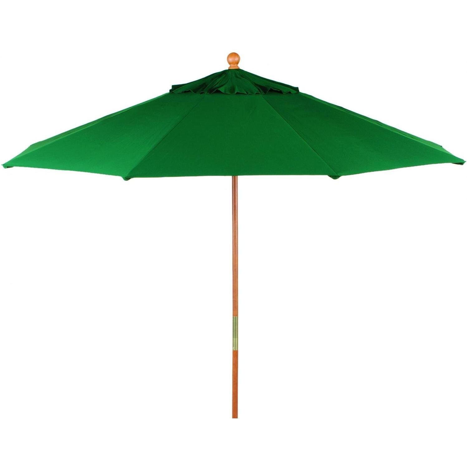 Oxford Garden 9 Ft. Octagonal Hardwood Patio Market Umbrella W/ Pulley - Sunbrella Canvas Hunter Green