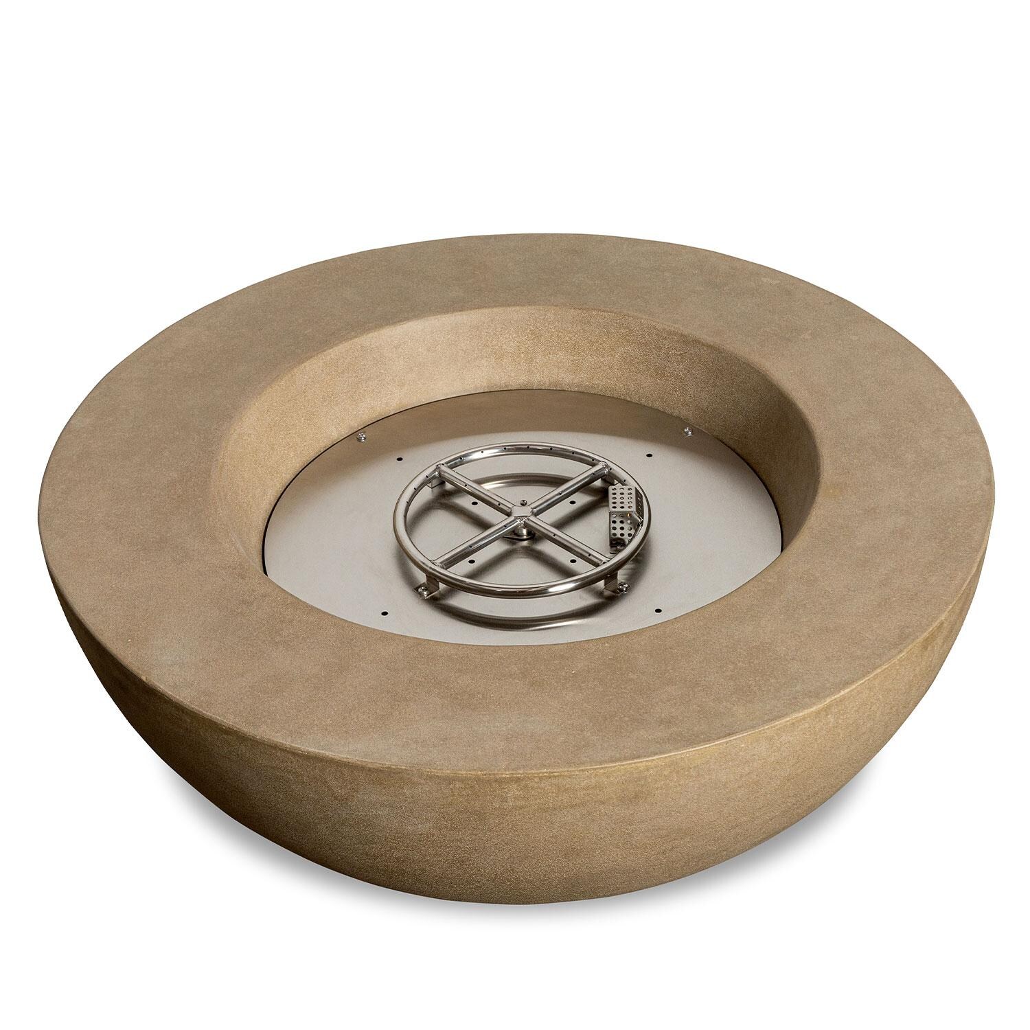 Glenwood 42-in Round Bowl Concrete Natural Gas Fire Pit w/ Push Button Ignition in Sand by Lakeview Outdoor Designs - Empty - White Background thumbnail