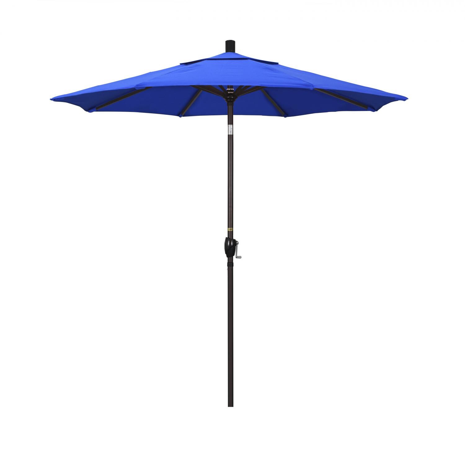 California Umbrella 7.5 Ft Octagonal Aluminum Push Button Tilt Patio Umbrella W/ Crank Lift & Aluminum Ribs - Bronze Frame / Sunbrella Canvas Pacific Blue Canopy thumbnail