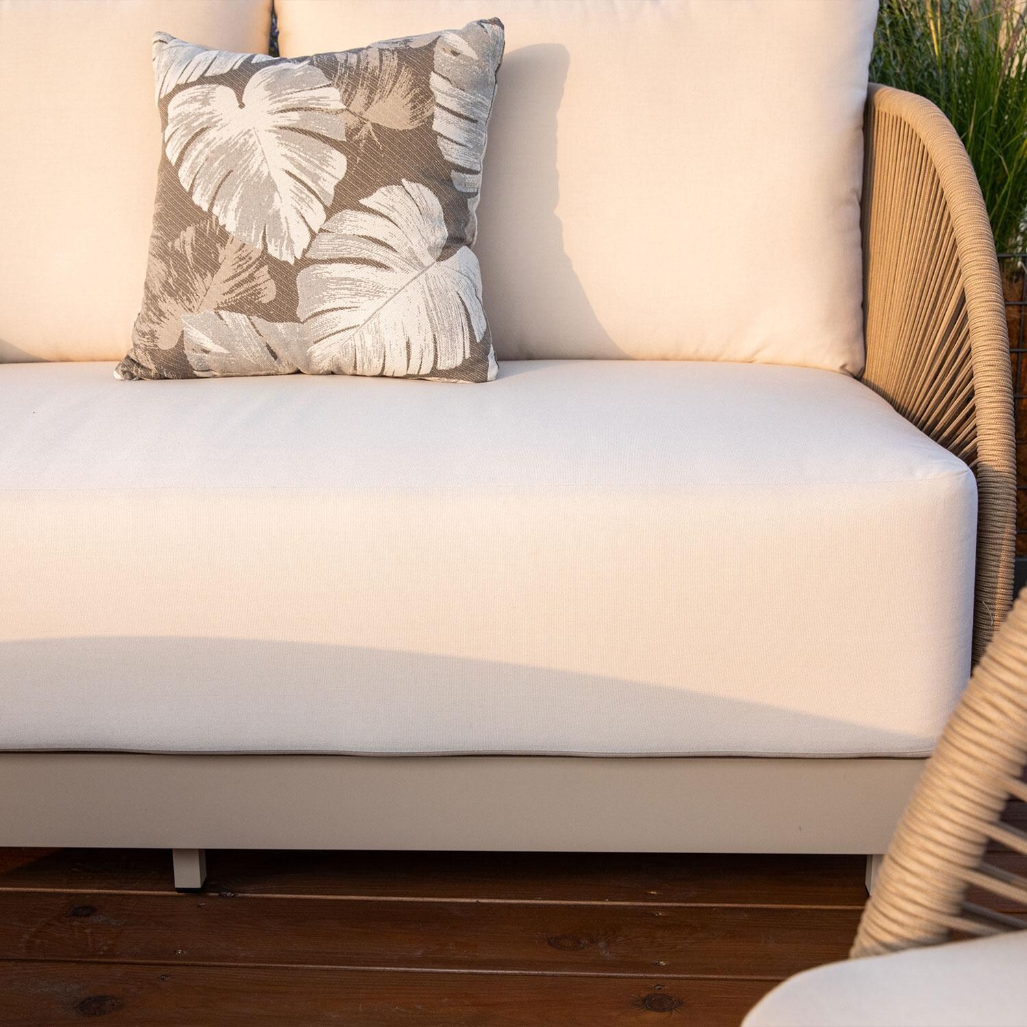 Elementi OS-2502T Malibu Outdoor Aluminum 3 Person Sofa w/ Sunbrella Cushions - Cushion Thickness - Detail thumbnail