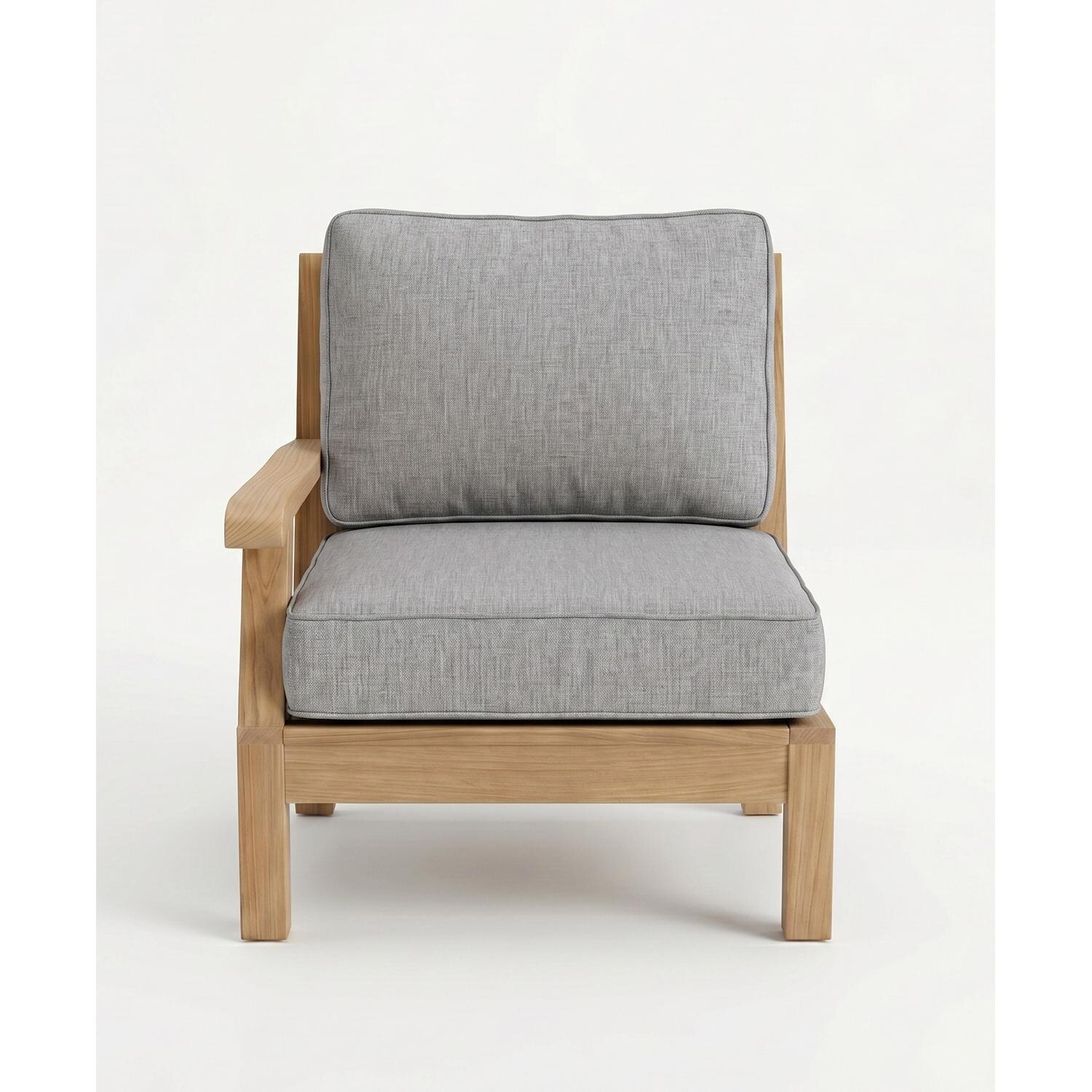 Miami Teak Left Arm Chair w/ Sunbrella Cushions in Canvas Granite by Royal Teak Collection
