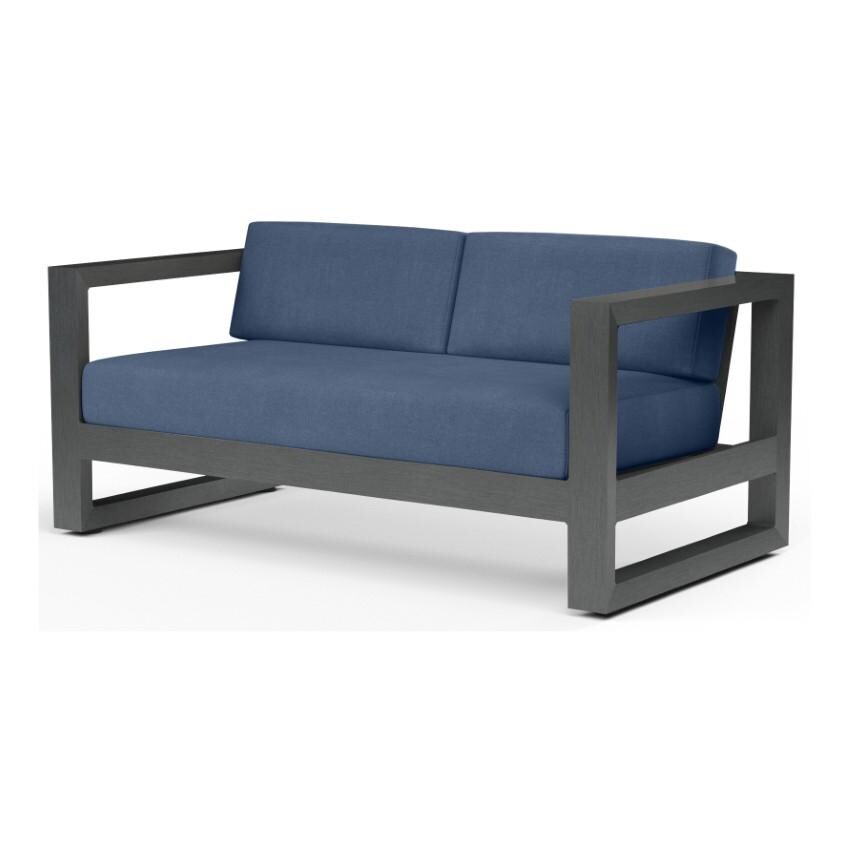 Redondo 2 Person Aluminum Loveseat w/ No Welt in Slate/Spectrum Indigo by Sunset West - White Background thumbnail