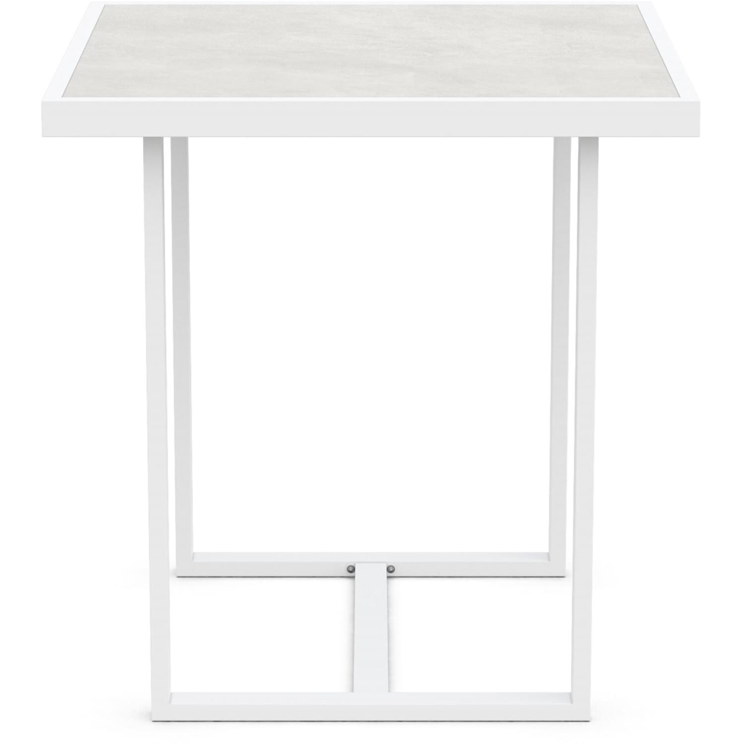 Azzurro Living Pavia 35 Inch White Aluminum Counter Table W/ Helena Dekton Top - Side - White Background thumbnail