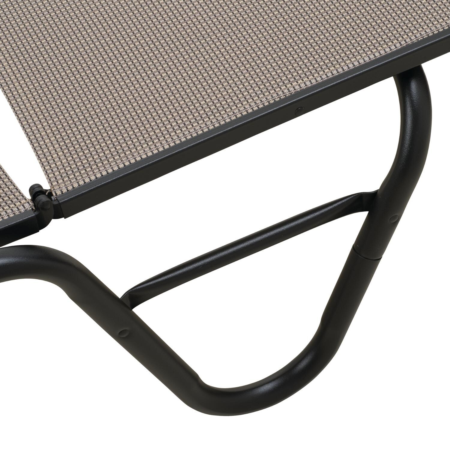 Gardenella Sling Four-Position Lay Flat Stacking Armless Chaise - Adjustment Bar - Textured Black/Tweed thumbnail