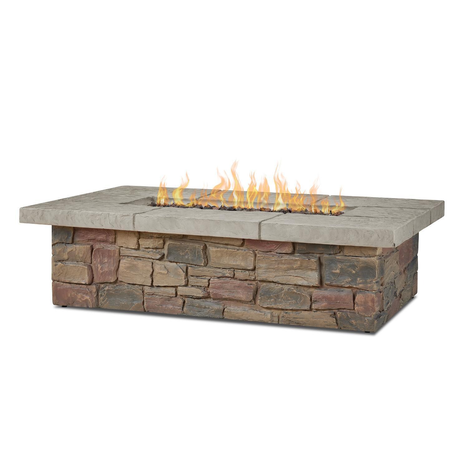 Lakeview Outdoor Designs Baywood SC-C11812LP-BF Rectangular Fire Table with Faux Stone Finish - Angle View thumbnail