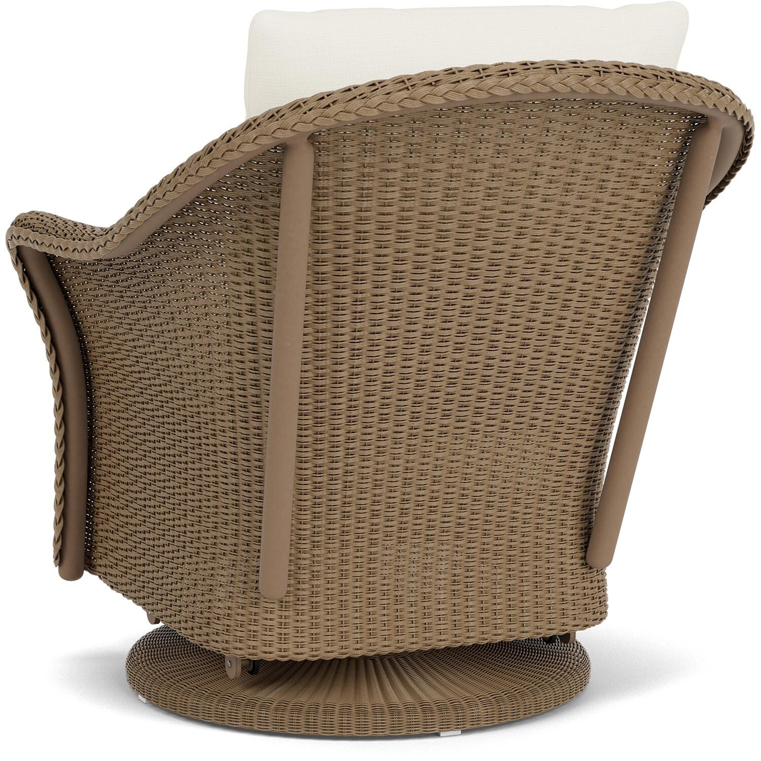 Lloyd Flanders Weekend Retreat Swivel Glider Lounge Chair in Fawn Finish W/ Sailcloth Salt Fabric - Back Left thumbnail