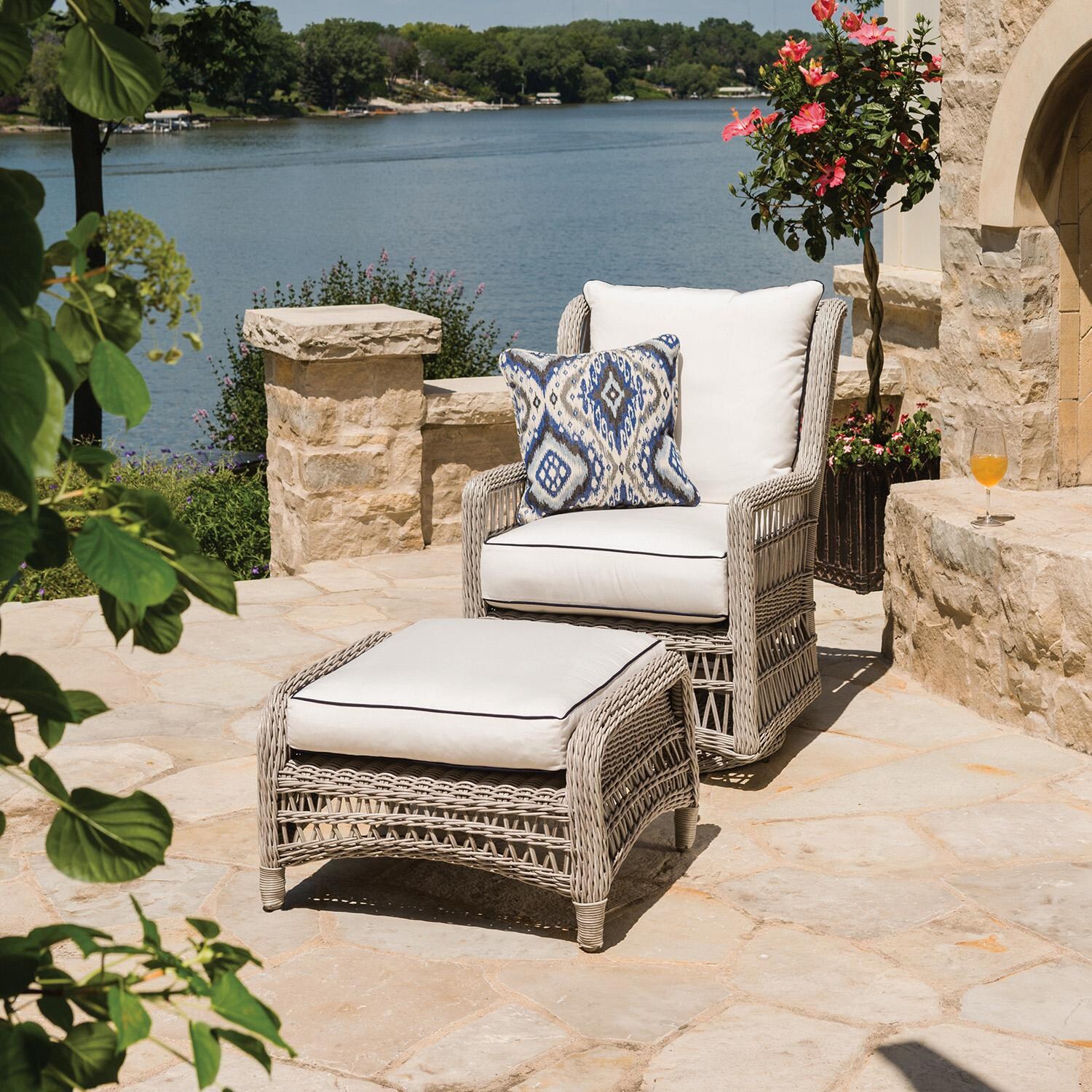 Lloyd Flanders Mackinac High Back Swivel Glider Lounge Chair - Shown with Ottoman thumbnail