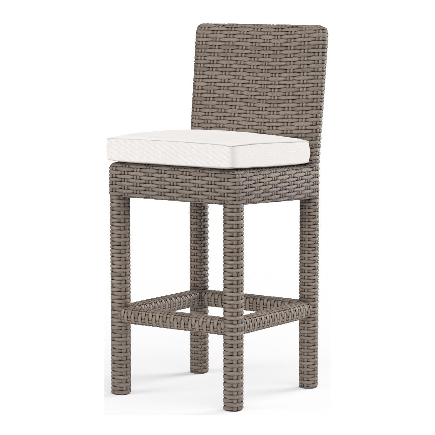 Coronado Wicker Counter Height Bar Stool in Driftwood/Canvas Natural by Sunset West - White Background thumbnail