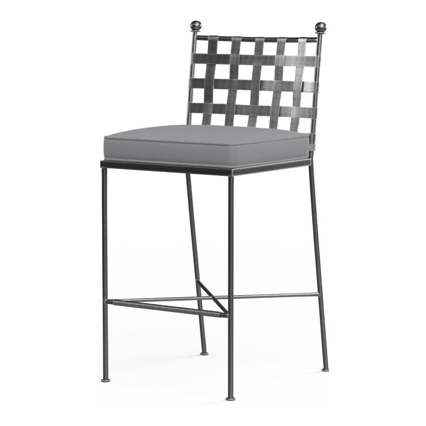Provence Wrought Iron Bar Stool w/ Self Welt in Pewter/Canvas Granite by Sunset West