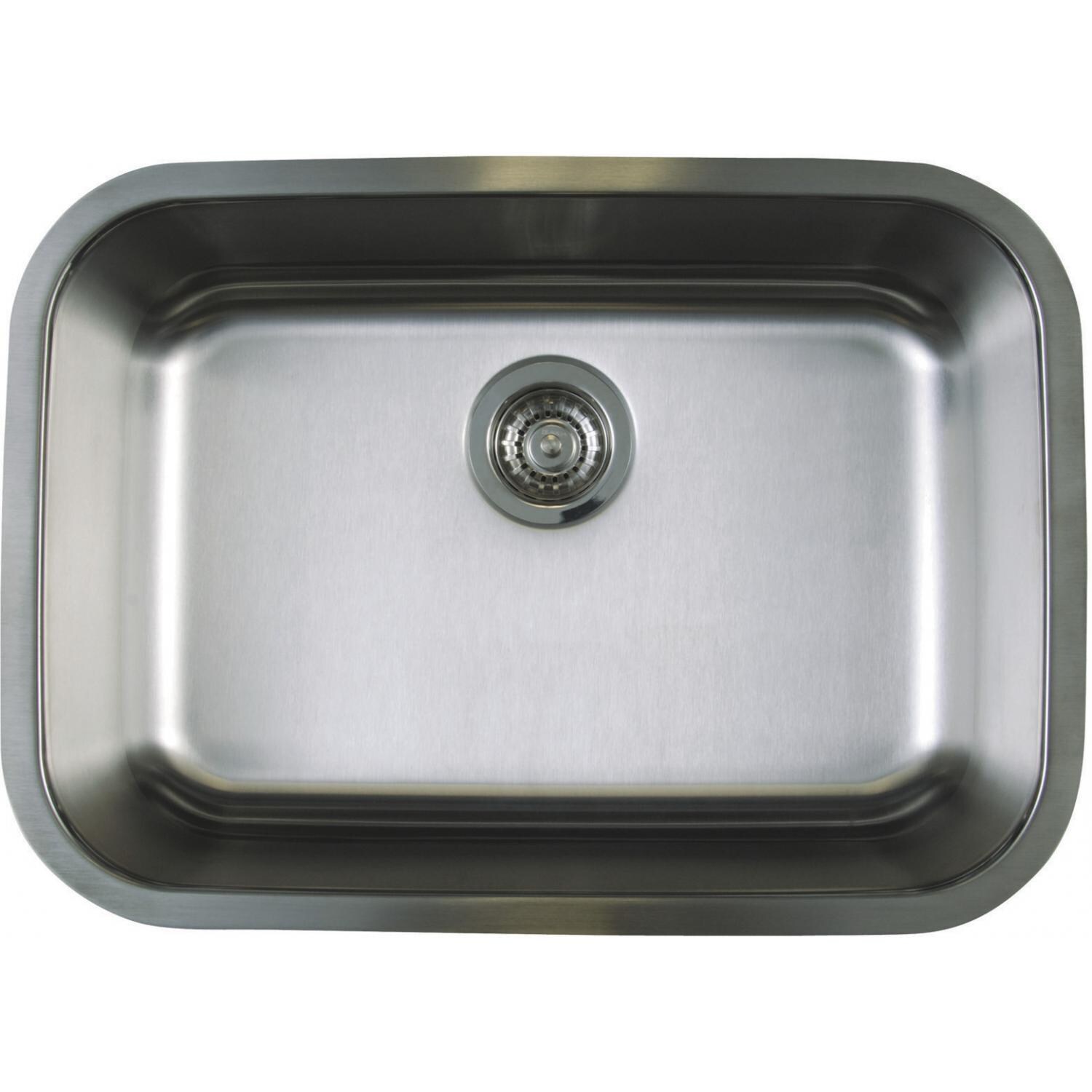 Blanco Stellar Medium 25 X 18 18-Gauge Single Bowl Stainless Steel Undermount Sink - 441025 (Shown With Drain - Not Included) thumbnail