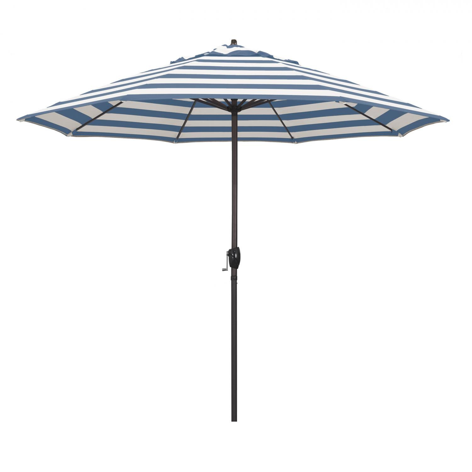 California Umbrella Casa Series 9 Ft Octagonal Aluminum Auto Tilt Patio Umbrella W/ Crank Lift - Bronze Frame / Sunbrella Cabana Regatta Canopy thumbnail