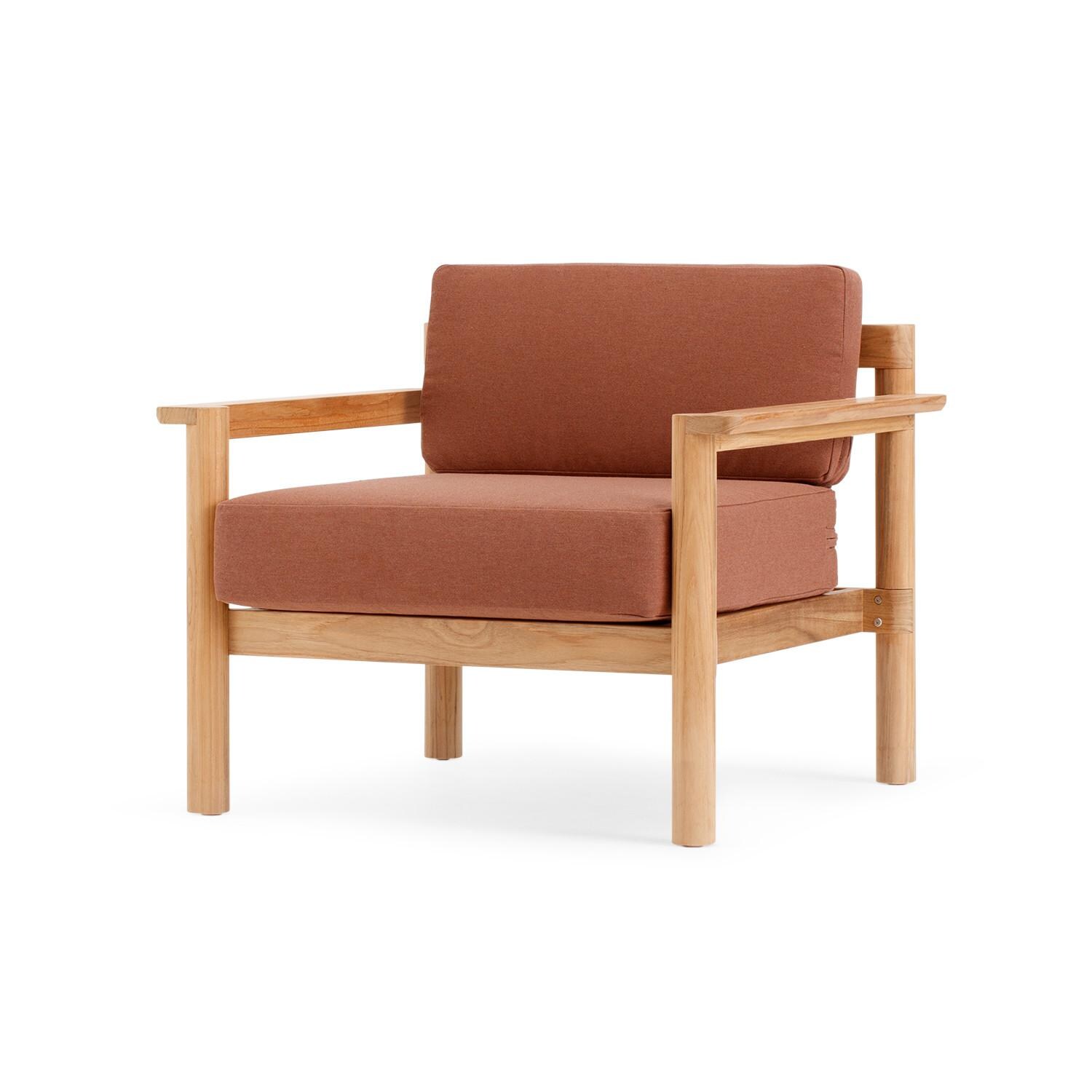 Neighbor Chair W/ Teak Arms - Sunbrella Rust