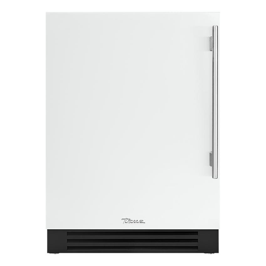 True TUF-24-L-OP-C~DSK-030-H04 24 Inch 5 Cu. Ft. Left Hinge Outdoor Freezer in Matte White w/ Stainless Steel Handles - White Background thumbnail