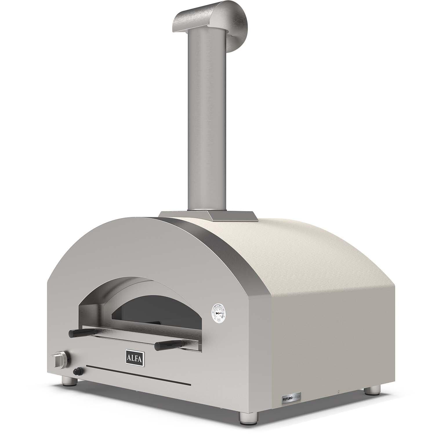 Alfa FXFT-4P-MWS-U Futuro 4 Pizze Natural Gas Pizza Oven - White Stone - Right Angled View - White Background thumbnail
