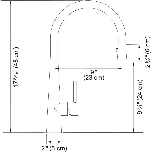 Franke STL-PD-GLD Steel 17.5 Inch Single Handle Pull-Down Kitchen Faucet in Gold - Dimensional thumbnail