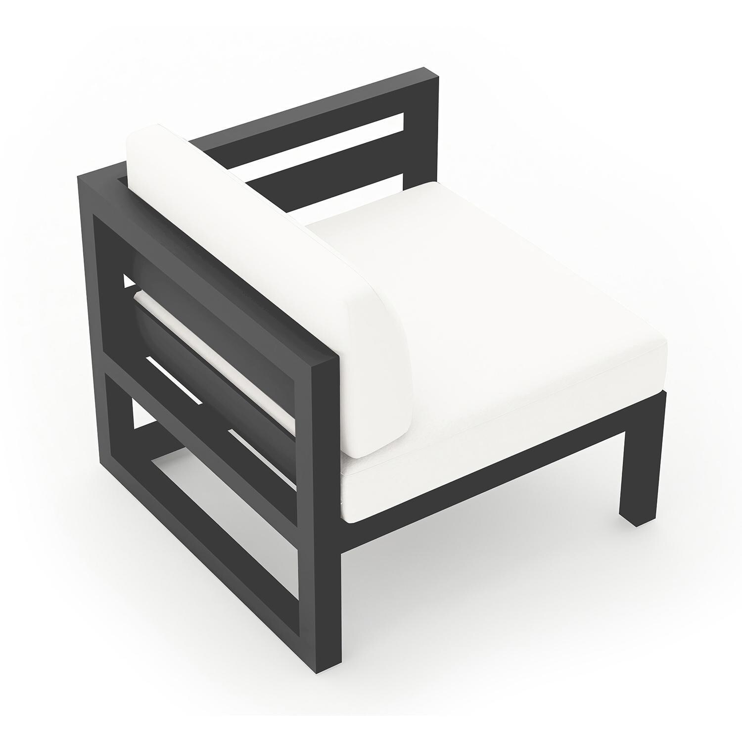 Misty Cove Right Arm Club Chair in Slate w/Canvas Natural Cushions by Lakeview - Back Angle View - White Background thumbnail