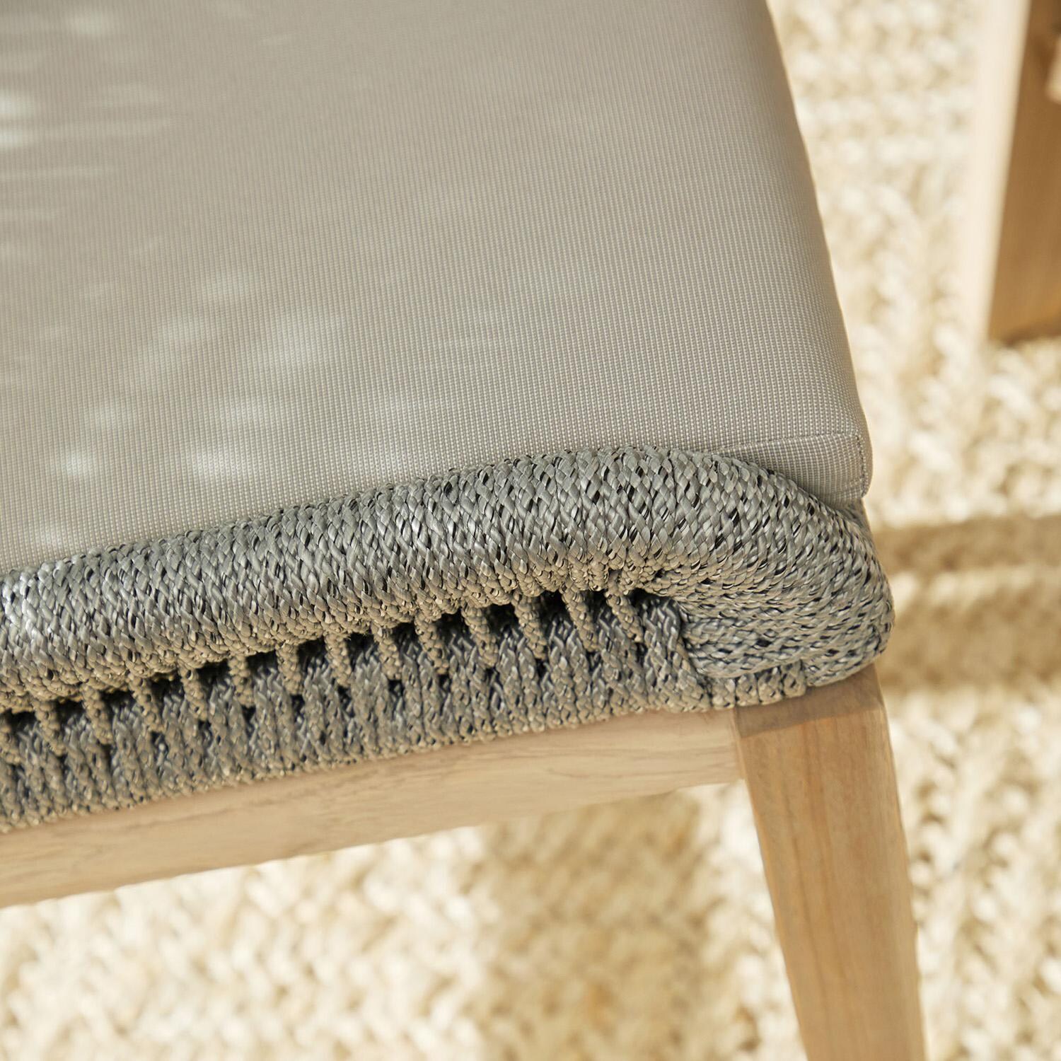 Lakeview Peninsula Way Woven Rope Counter Bar Stool in Platinum  - Seat Detail thumbnail