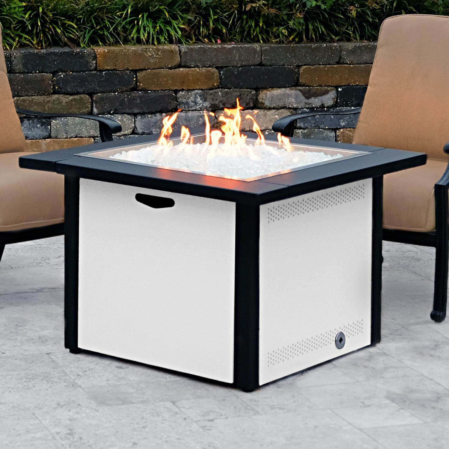 Lakeview Outdoor Designs Challenger 36-Inch  Fire Pit Table - Close Up - Shown w/ Optional Clear Fire Glass thumbnail