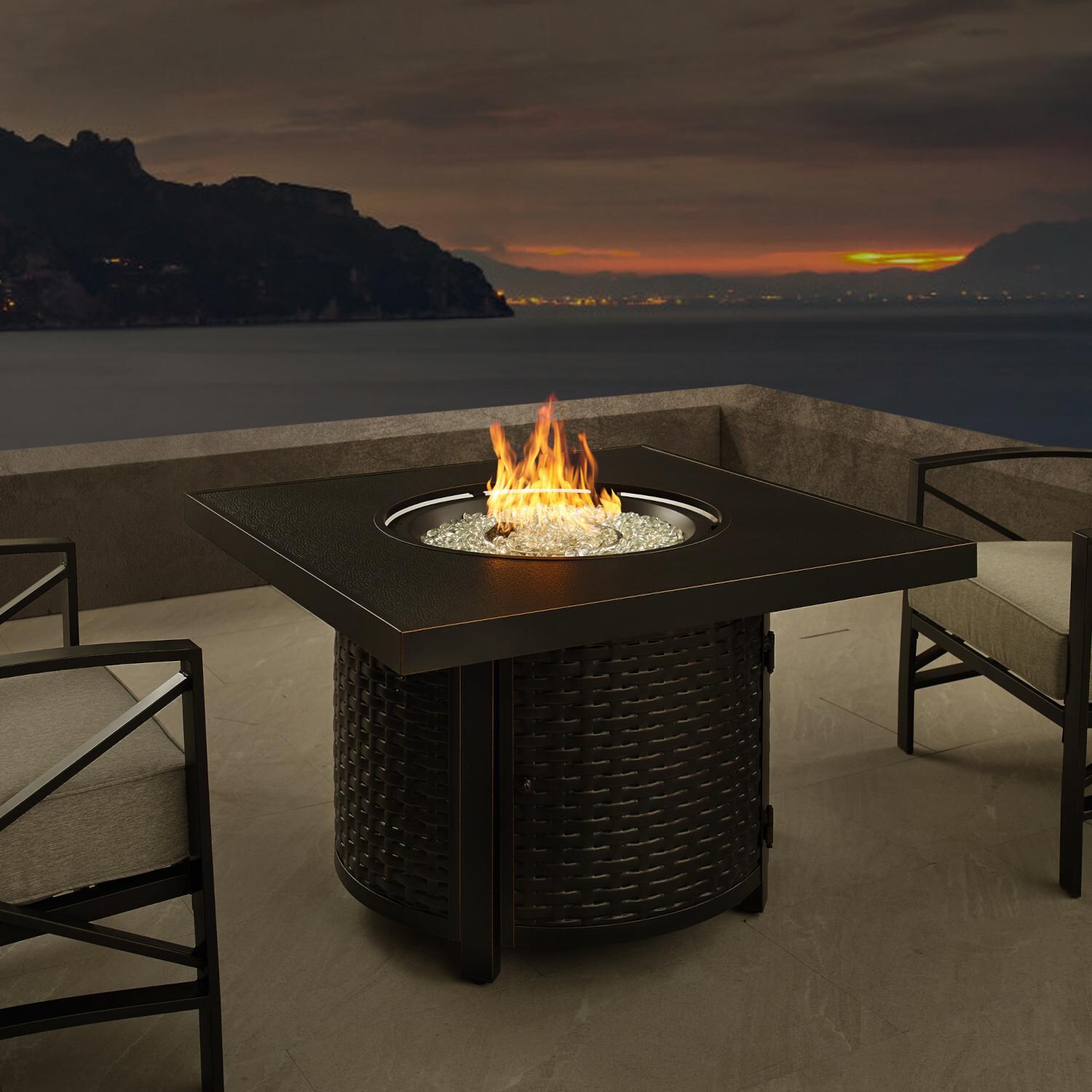 Ultimate Patio 63224-NG Welcome View 42-Inch Square Aluminum Natural Gas Fire Pit thumbnail