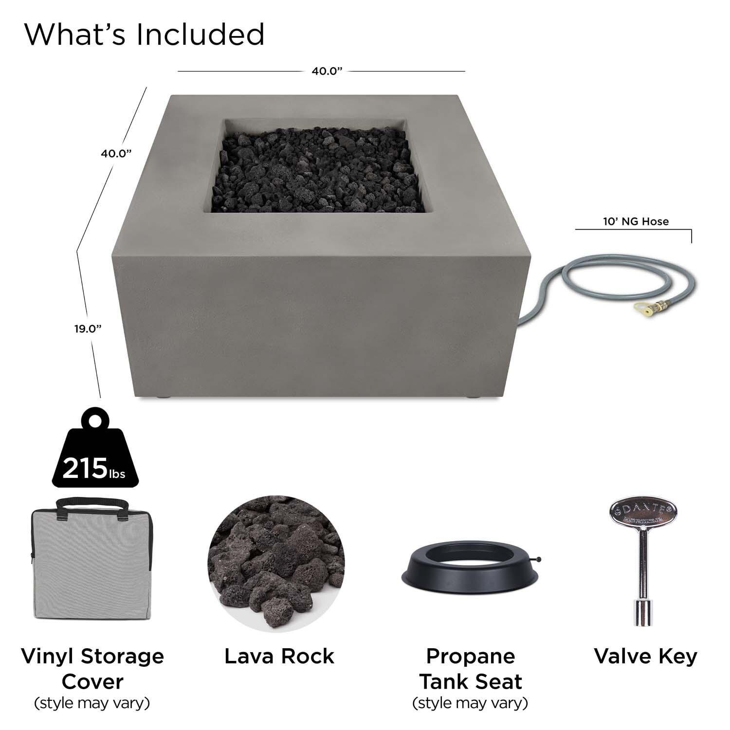Olliewood 40 Inch Square Glass Fiber Reinforced Concrete Natural Gas Fire Pit Table in Flint by BBQGuys Signature - Included thumbnail