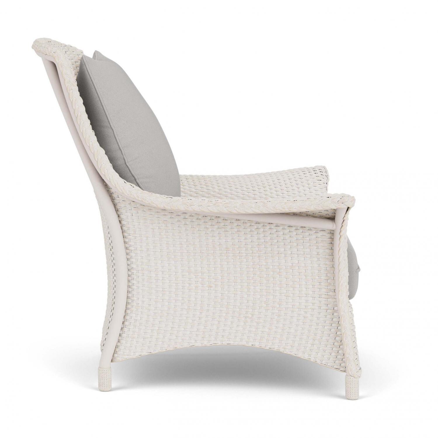 Lloyd Flanders Mandalay Lounge Chair in Antique White Finish with Tundra Dove Fabric - Side thumbnail