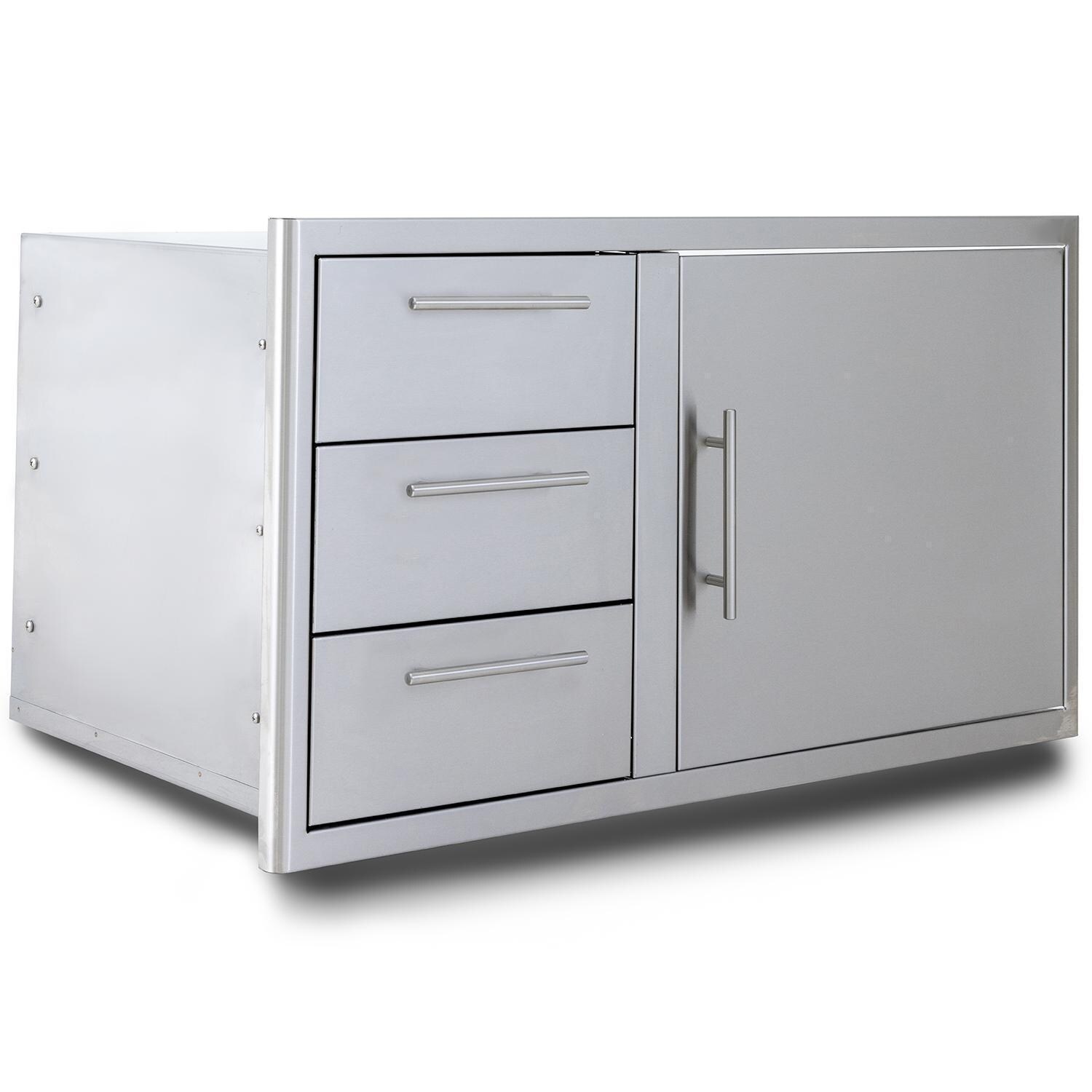 Blaze BLZ-DDC-39-R-LTSC 39-in Stainless Steel Access Door & Triple Drawer Combo - White Background