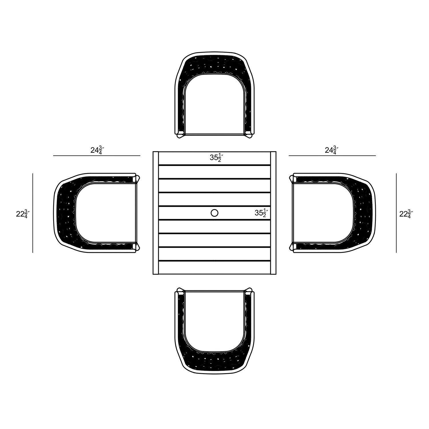 Chloe Bay 4 Seat Aluminum Square Dining Table in Black by Lakeview - Dimensional 2 thumbnail