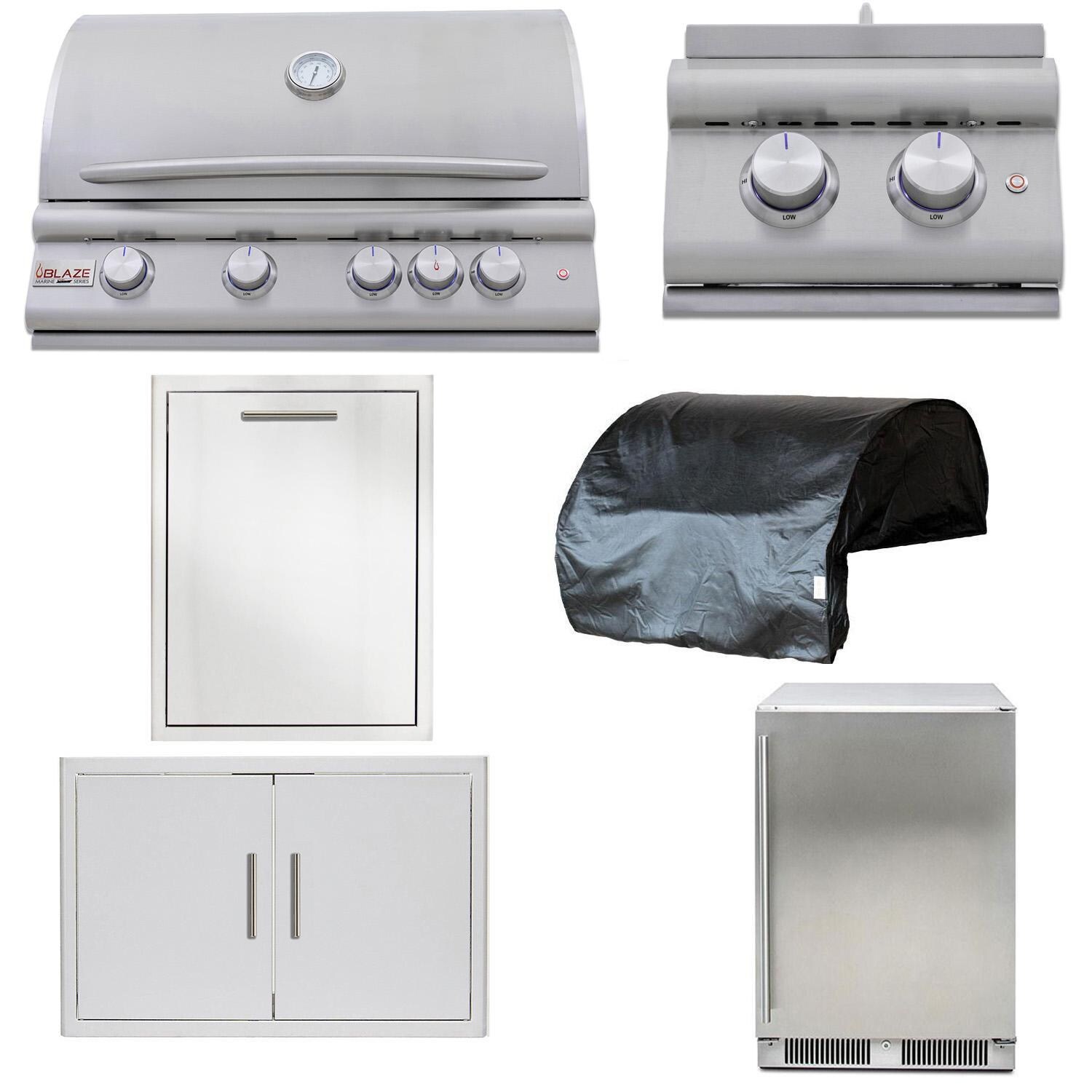 Blaze BLZ-4LTE3MG-NG-6PC-SC Premium LTE+ Marine Grade 6-Piece 32-Inch Natural Gas Outdoor Kitchen Package - White Background thumbnail