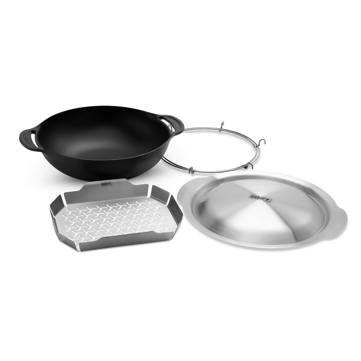 Weber 7606 CRAFTED Wok & Steamer - Angled View - White Background thumbnail
