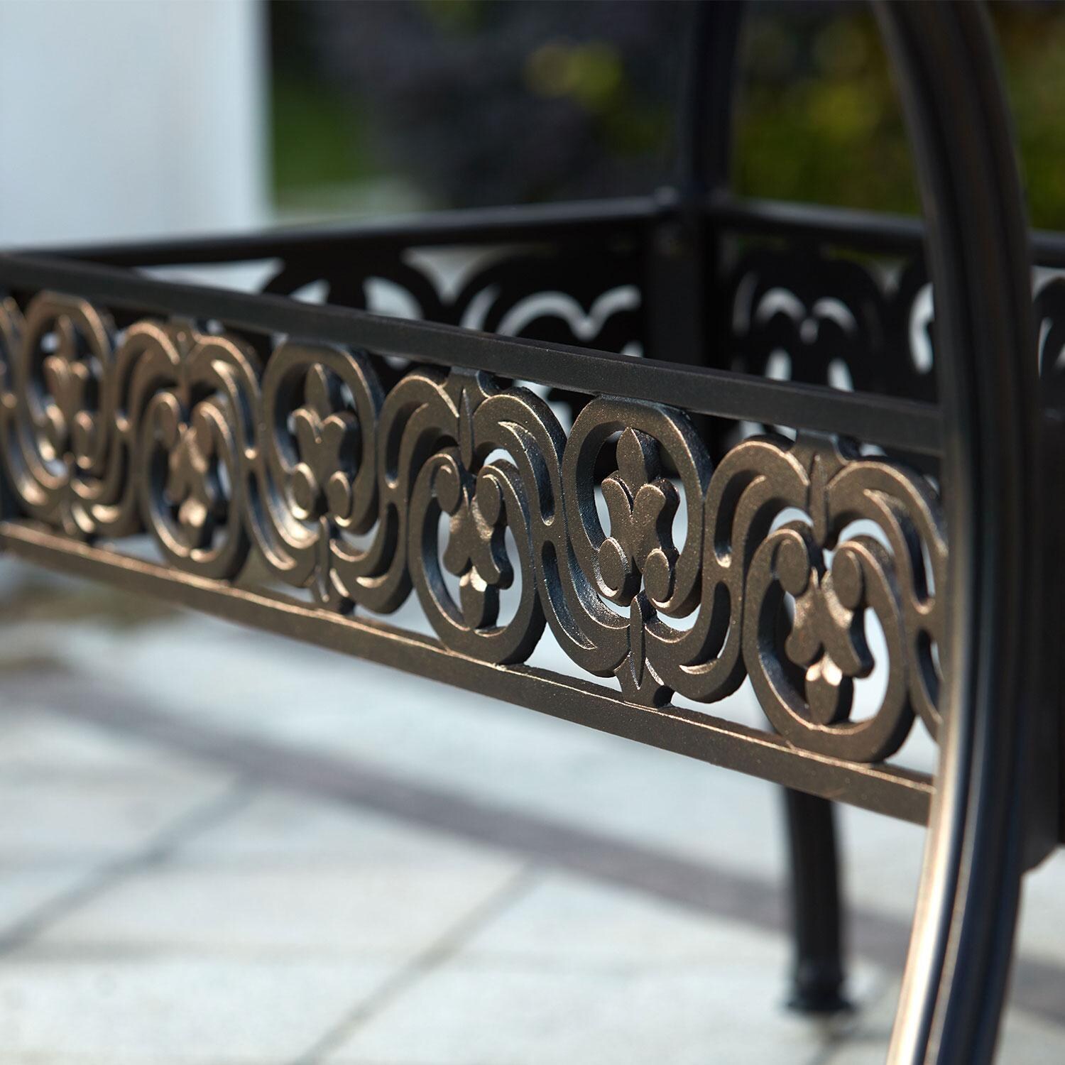 Darlee Santa Barbara 7 Piece Cast Aluminum Patio Dining Set W/ Rectangular Table - Antique Bronze - Detail thumbnail