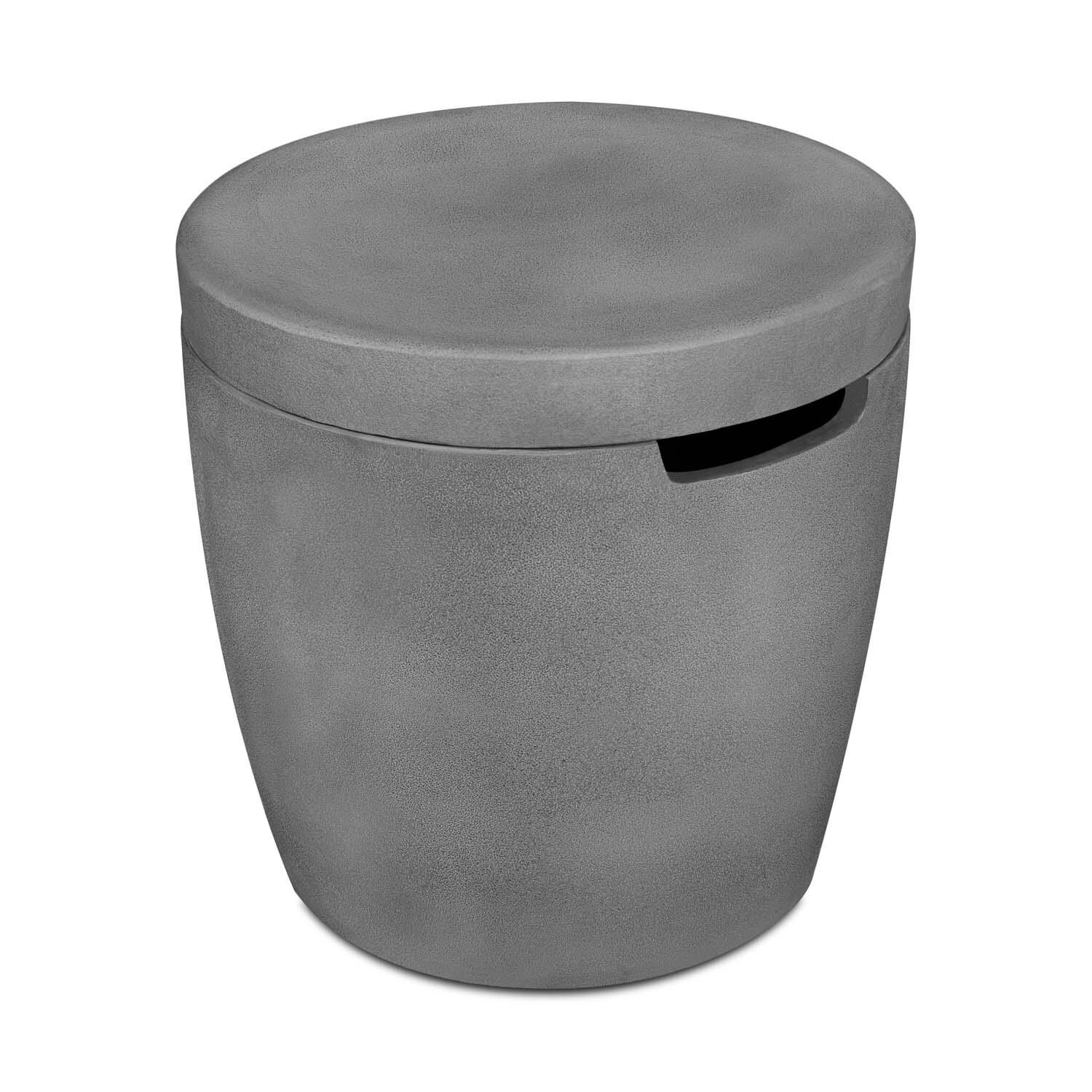 Dustyview 20-in Round Concrete Propane Tank Cover & Side Table in Ash by BBQGuys Signature - Top View - White Background thumbnail