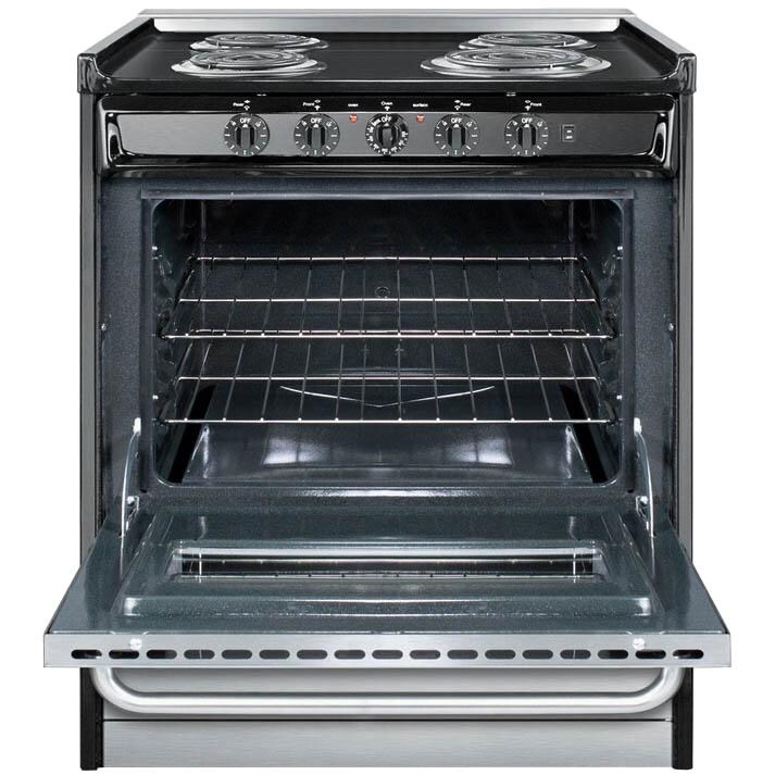 Summit Professional 30-Inch 4-Burner Slide-In Electric Range - Stainless Steel - Open thumbnail