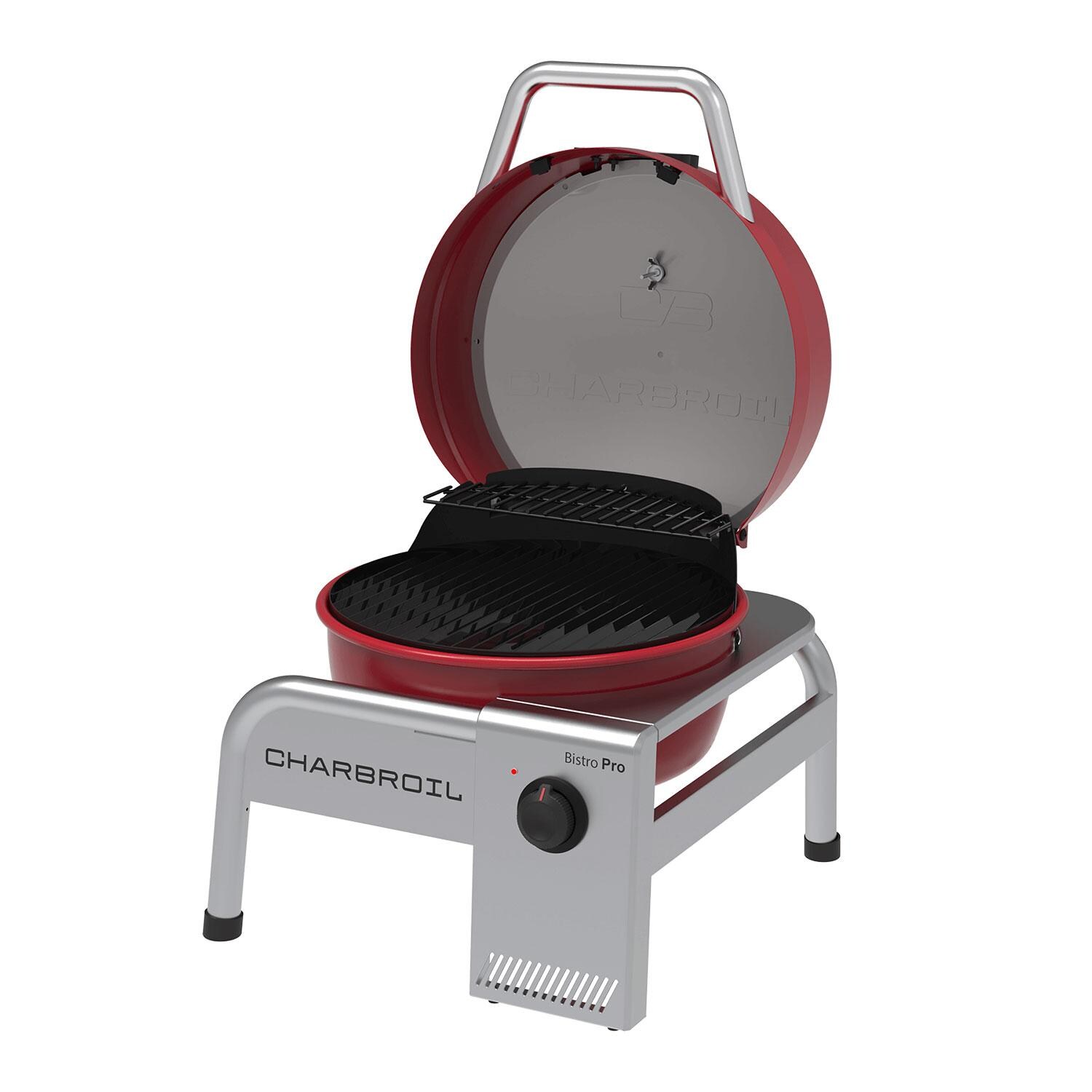 Charbroil 25302150 Bistro Pro 180 Electric Grill - Tabletop Red - Angled Left - Lid Up - Detail thumbnail