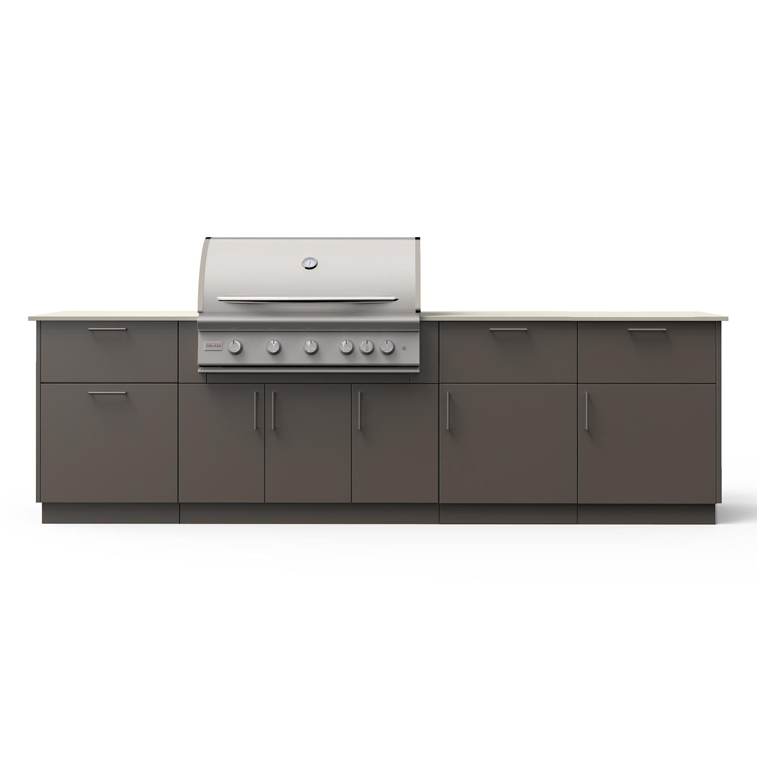 Blaze High Noon 10-Ft Outdoor Kitchen Island w/ 40" LTE+ Propane Grill in Gunmetal w/ Aeris Countertop - B-HINO40-GUN-AERIS-LP