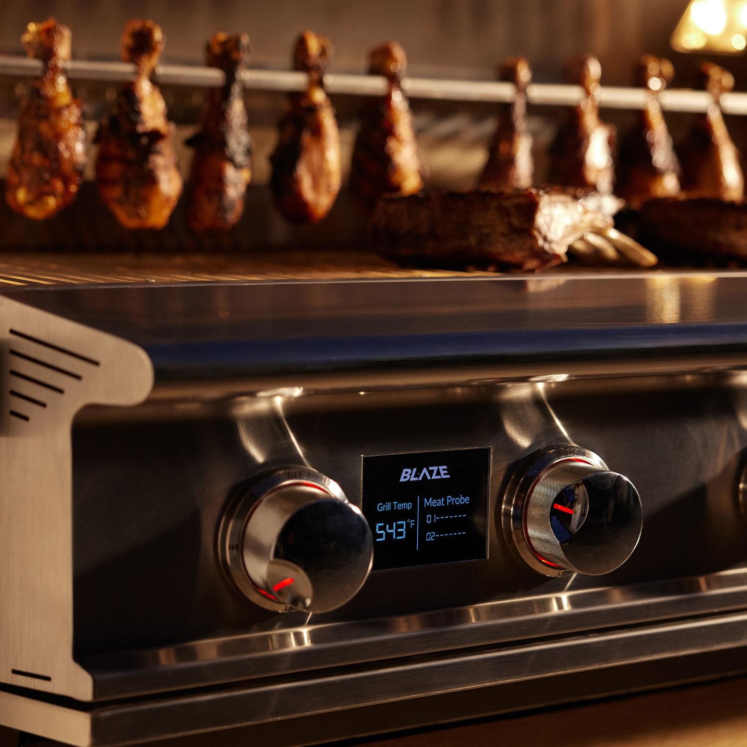 Blaze BLZ-5LTEPRO-NG Freestanding Natural Gas Grill - Control Panel & Meat Probe Temperature - Detail thumbnail