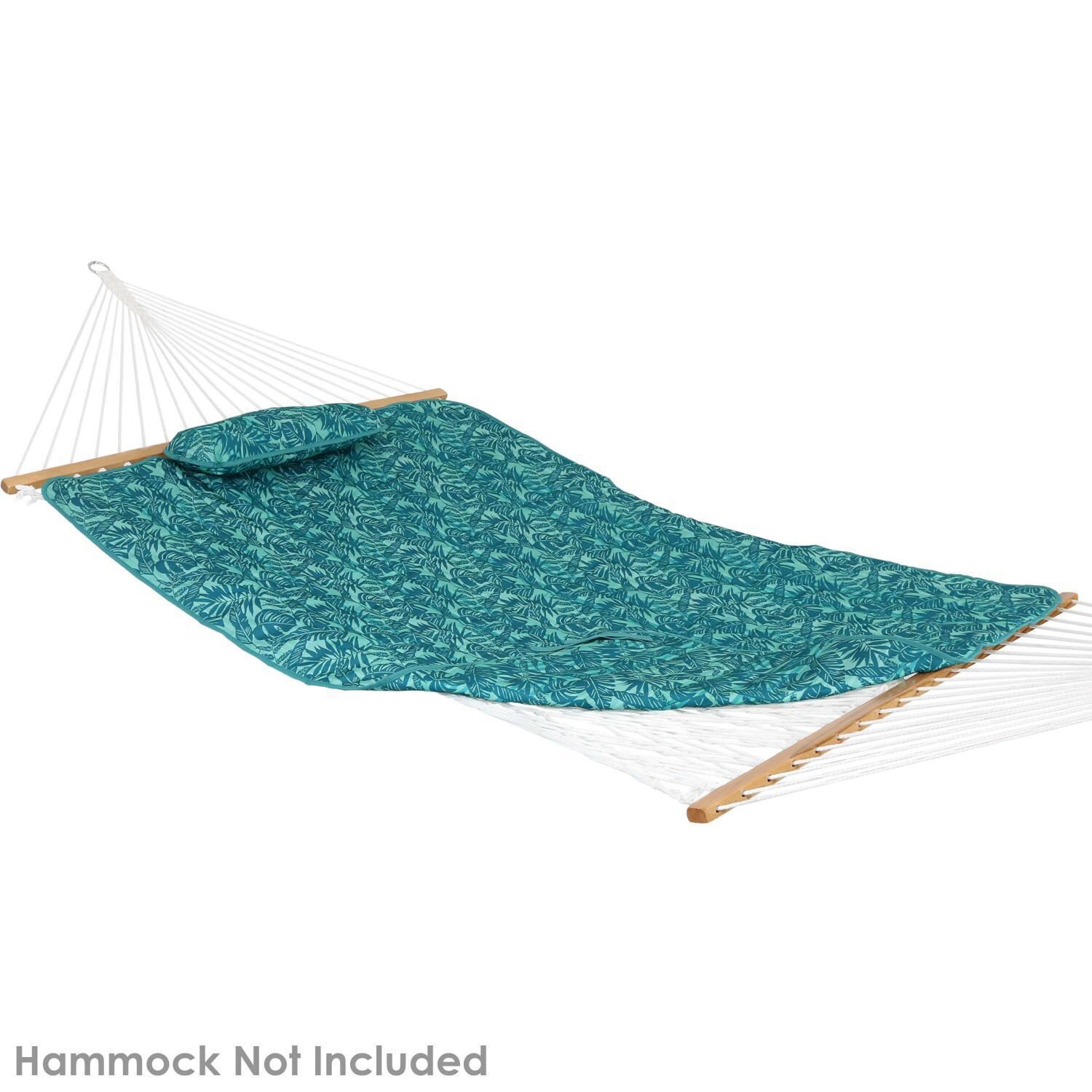 Ultimate Patio Quilted Hammock Pad & Pillow Set - Cool Blue Tropics - Side View thumbnail