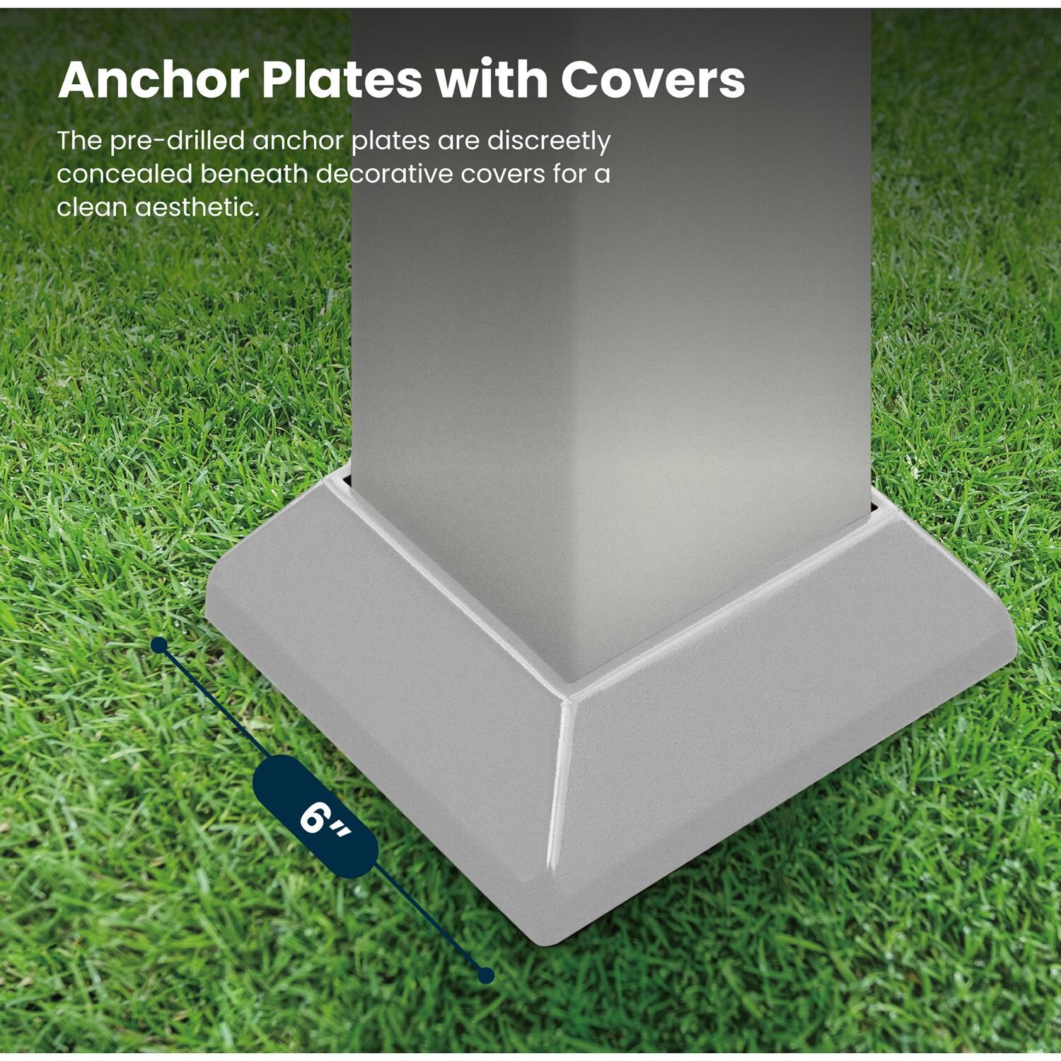 Paragon Outdoor PR11WTW Florence 11' x 11' White Pergola w/ White Canopy - Anchor Plate - Detail thumbnail