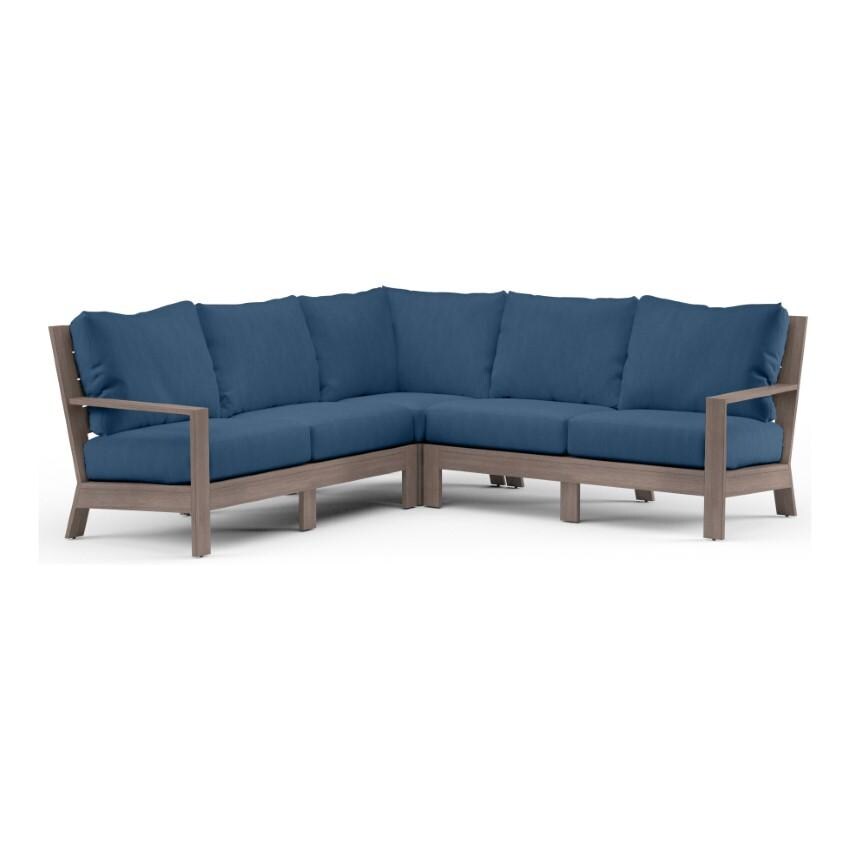 Laguna 5 Person Aluminum Sectional w/ No Welt in Driftwood/Spectrum Indigo by Sunset West - White Background thumbnail
