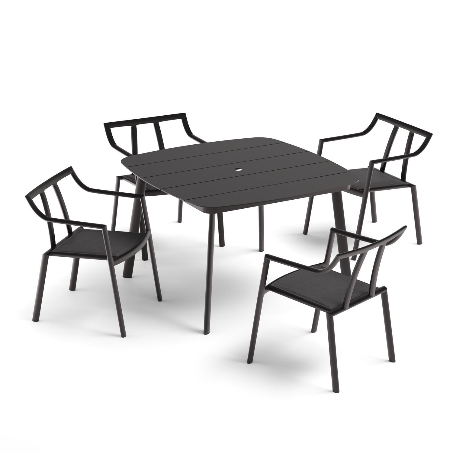 Oxford Garden Markoe 5 Pc Aluminum Dining Set in Carbon/Ninja - Top View thumbnail