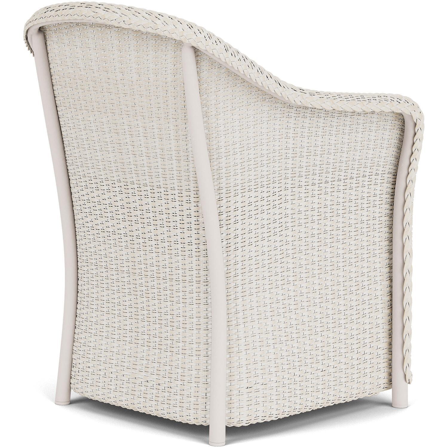Lloyd Flanders Weekend Retreat Dining Armchair in Antique White Finish W/ Sailcloth Salt Fabric - Back Right thumbnail