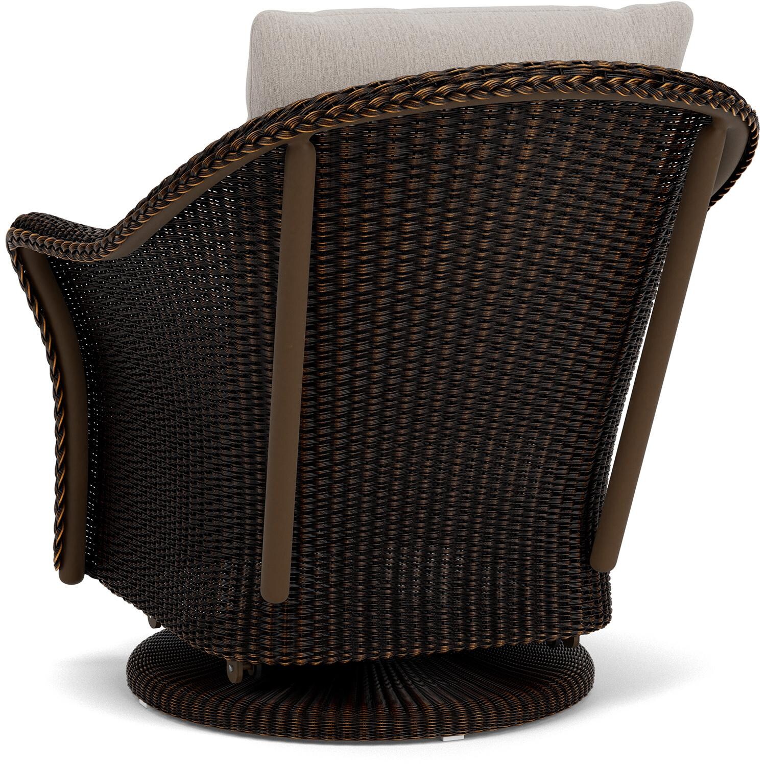 Lloyd Flanders Weekend Retreat Swivel Glider Lounge Chair in Mink Finish W/ Remy Cloud Fabric - Back Left thumbnail