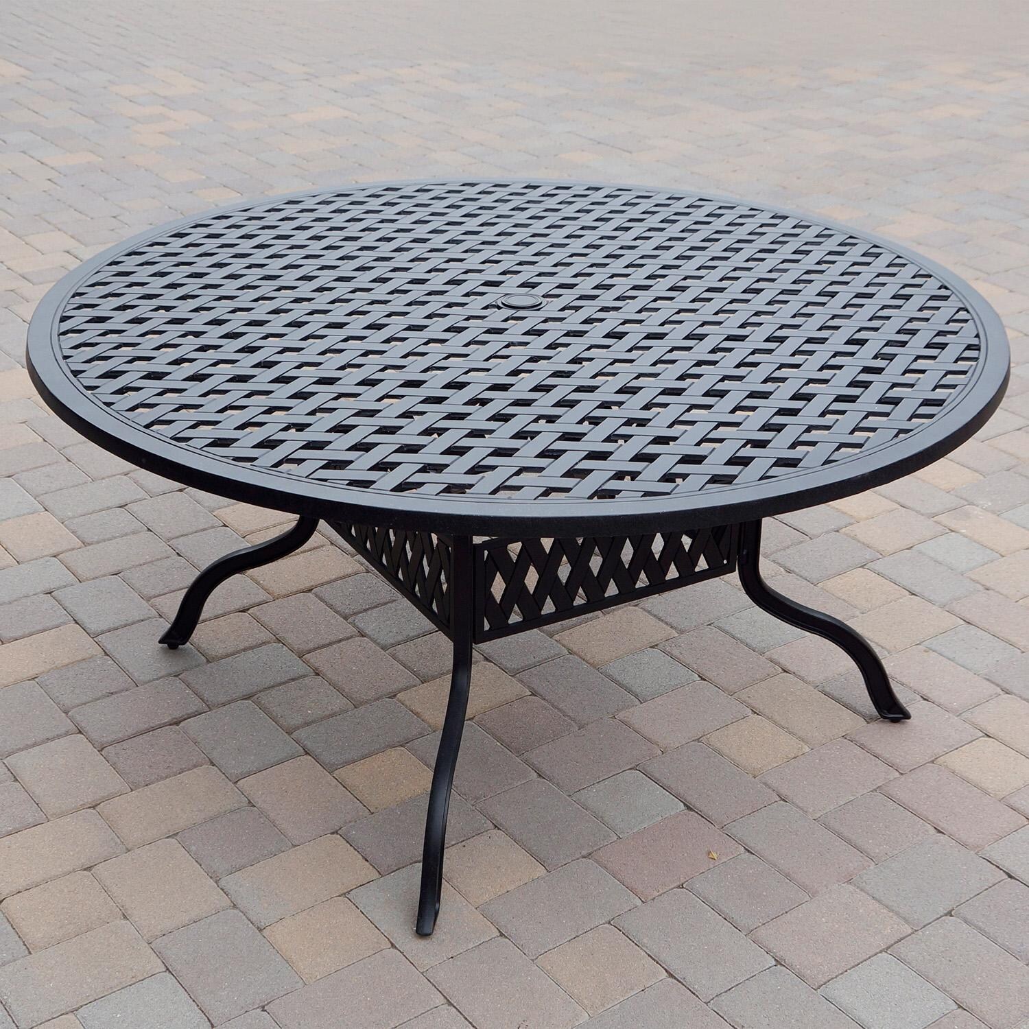 Elisabeth 7 Pc Cast Aluminum Dining Set w/ Series 30 Table in Antique Bronze by Darlee - Table - Detail thumbnail