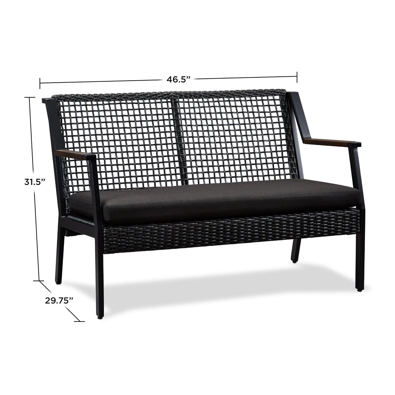Lakeview Rustic Bay Black Aluminum Bench - Dimensional thumbnail
