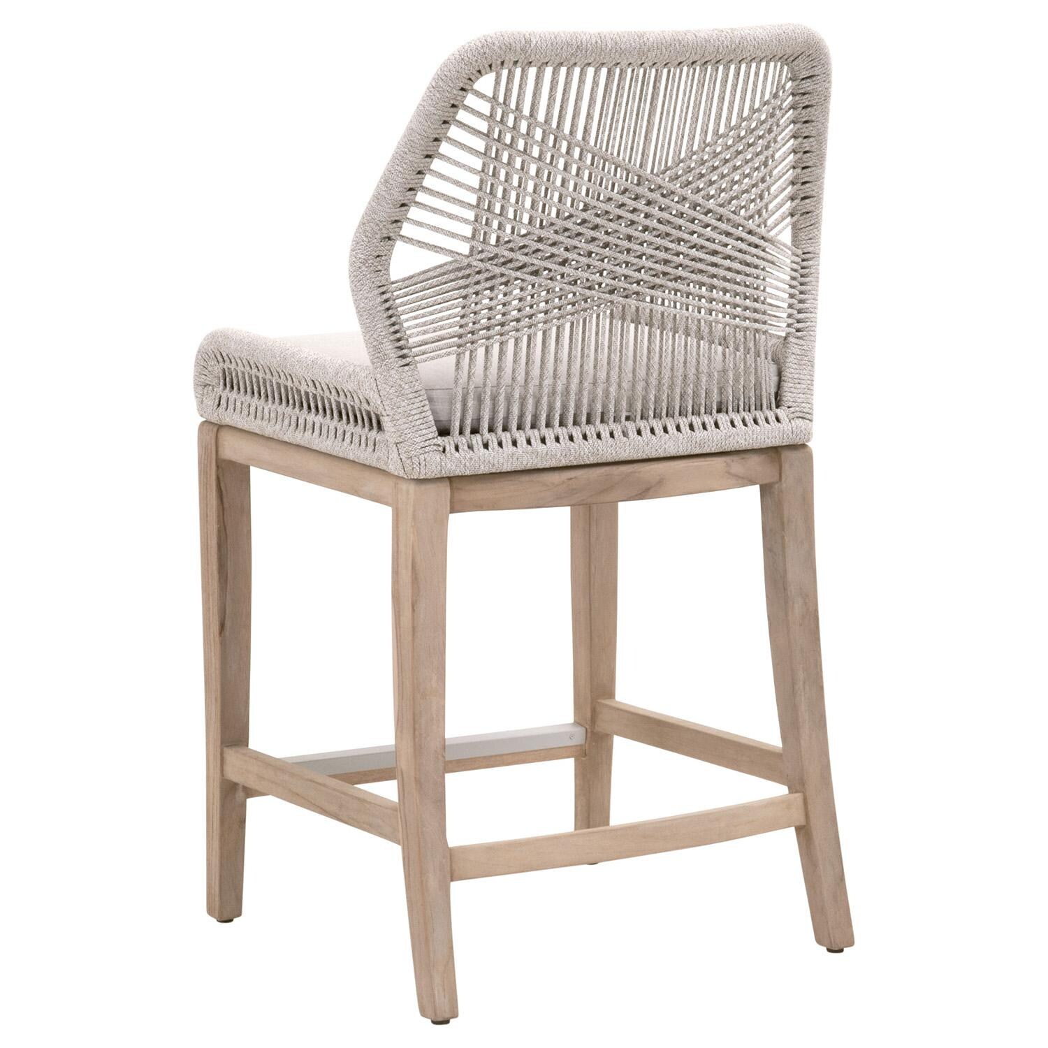 Lakeview Peninsula Way Woven Rope Counter Bar Stool in Taupe & White  - Back Angle View thumbnail