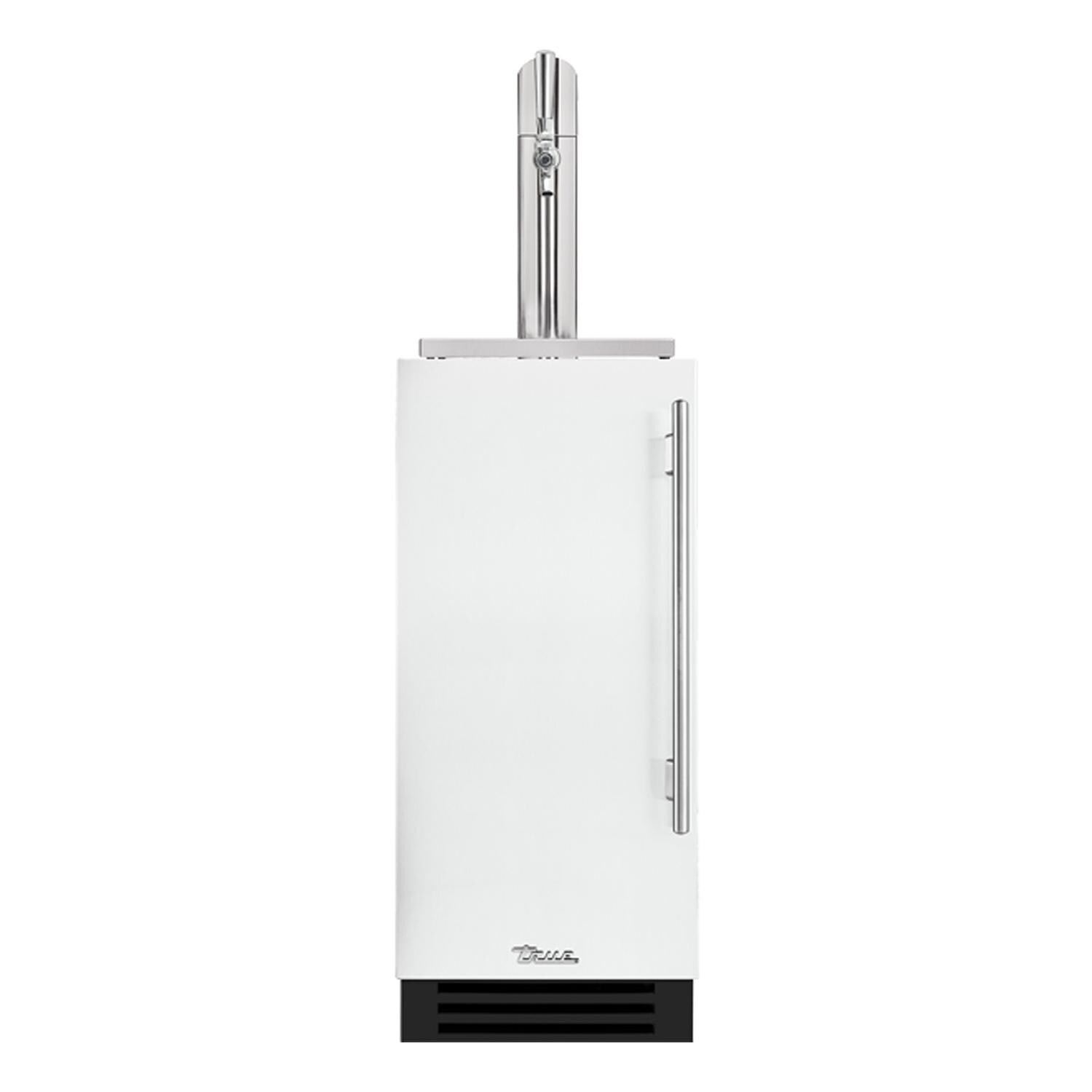 True TUR-15BD-L-OP-C~DSK-030-H04 15 Inch Left Hinge Outdoor Single Tap Beverage Dispenser - Matte White w/ Stainless Handle - White Background thumbnail