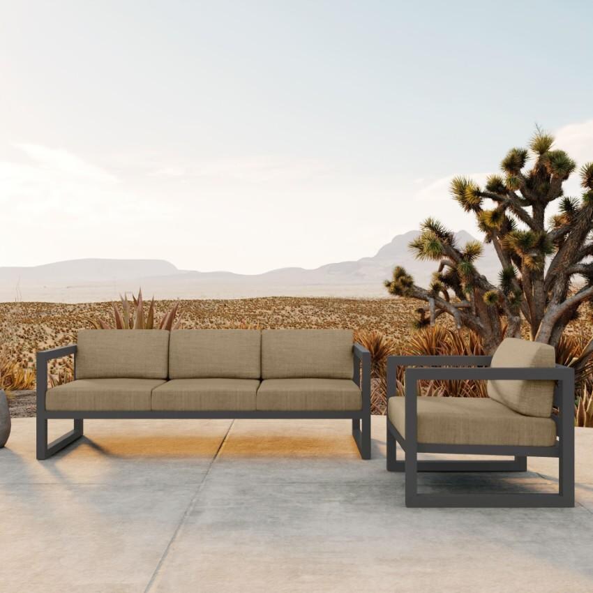 Misty Cove 2 Pc Aluminum Seating Set in Slate/Heather Beige by Lakeview Outdoor Designs
