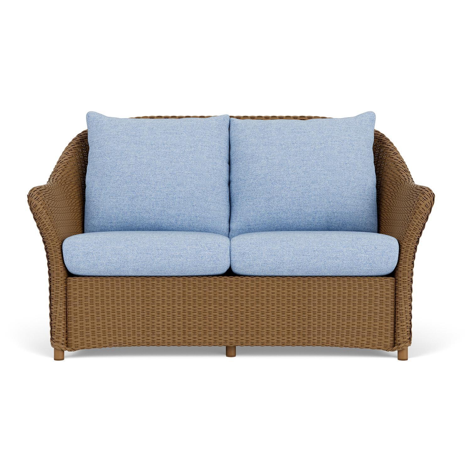 Lloyd Flanders Weekend Retreat Loveseat in Hickory Finish W/ Demo Skyway Fabric thumbnail
