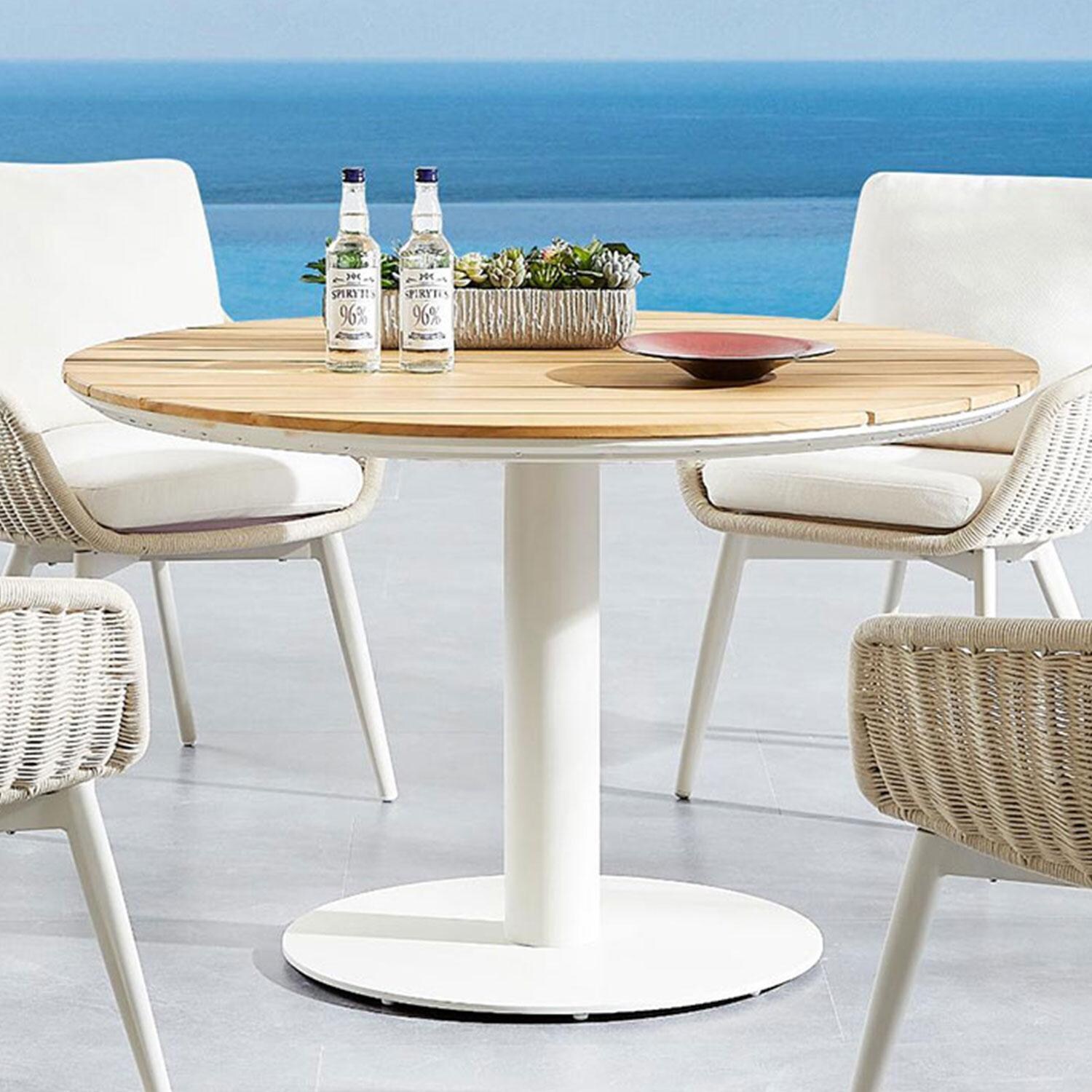 Avery Island 48 Inch Aluminum Dining Table by Lakeview Outdoor Designs - By The Pool - Lifestyle thumbnail
