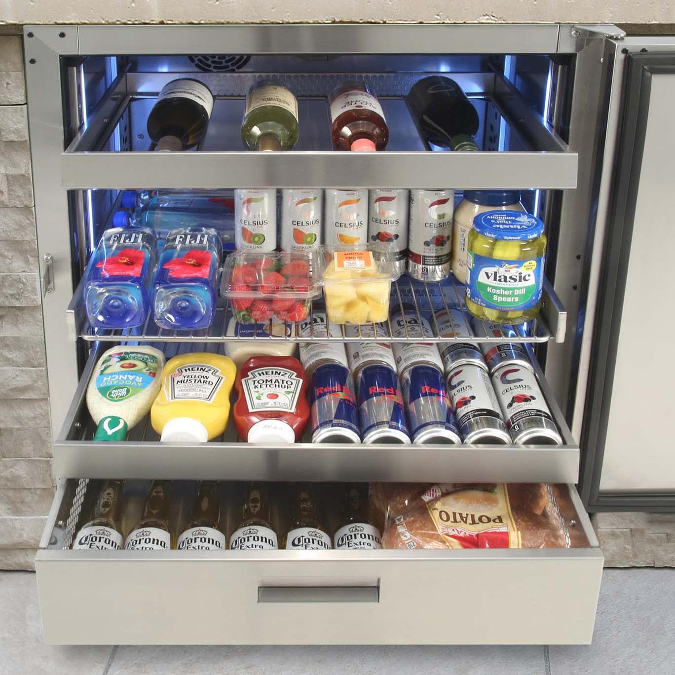 Alfresco AR-28 PolarCore 28-in 6.77 Cu.Ft. Outdoor Refrigerator - Door Open (Drawer Sold Separately) - Lifestyle thumbnail